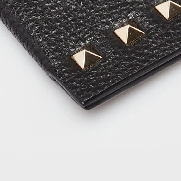 Valentino Black Pebbled Leather Large Rockstud Flat Pouch Bag - Picture 5 of 9